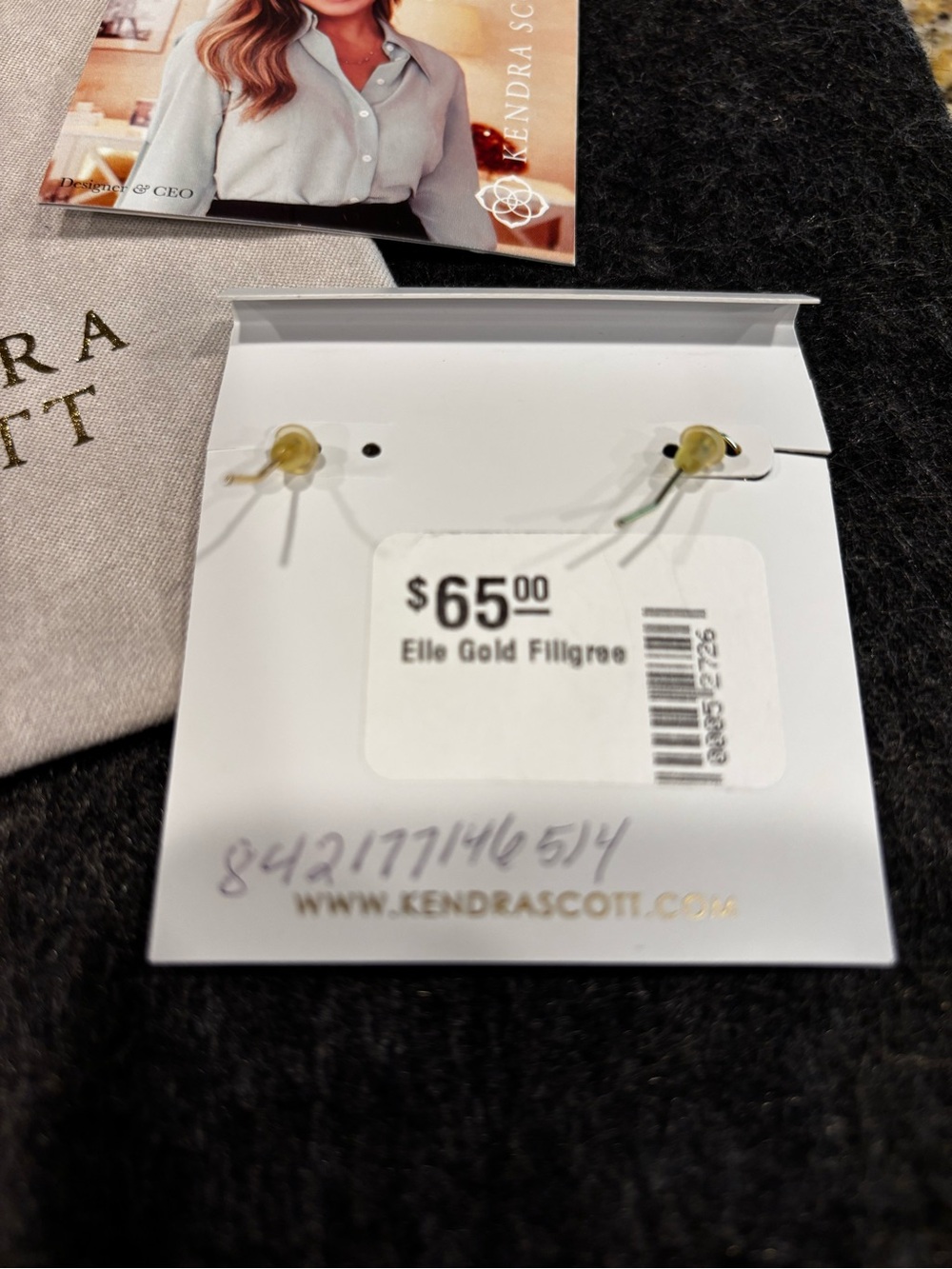 Kendra Scott Gold Filigree Drop Earrings - Picture 3 of 4